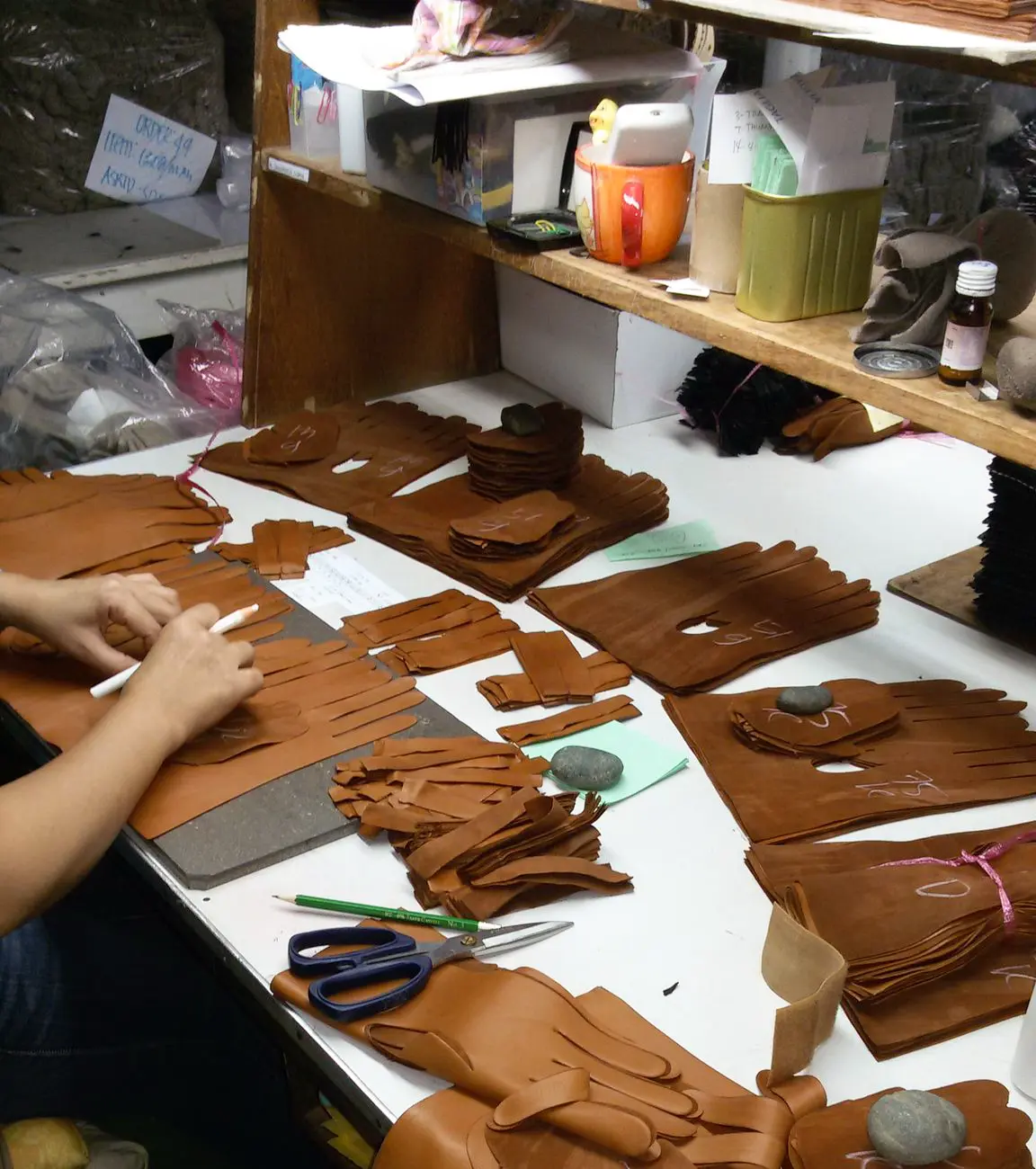 Table cut leather processing